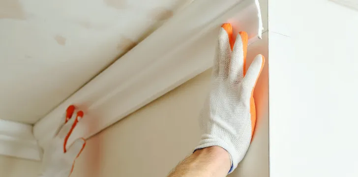 Los Angeles home remodeling project with drywall finishing, ceiling trim detail, interior wall repair, and renovation preparation work in progress